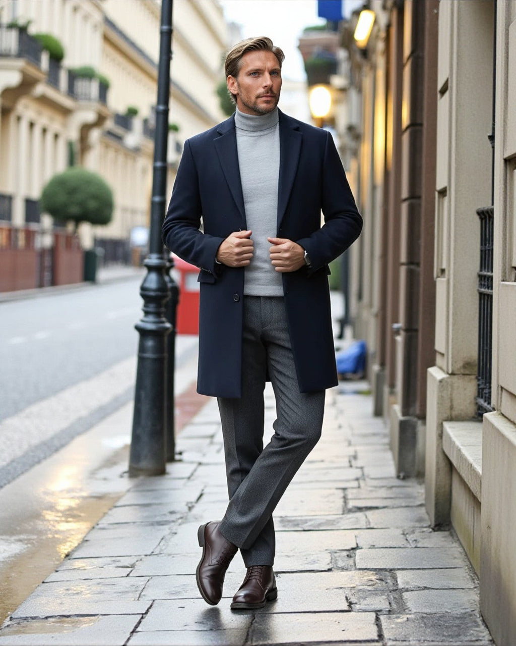 Wool Blend Formal Overcoat